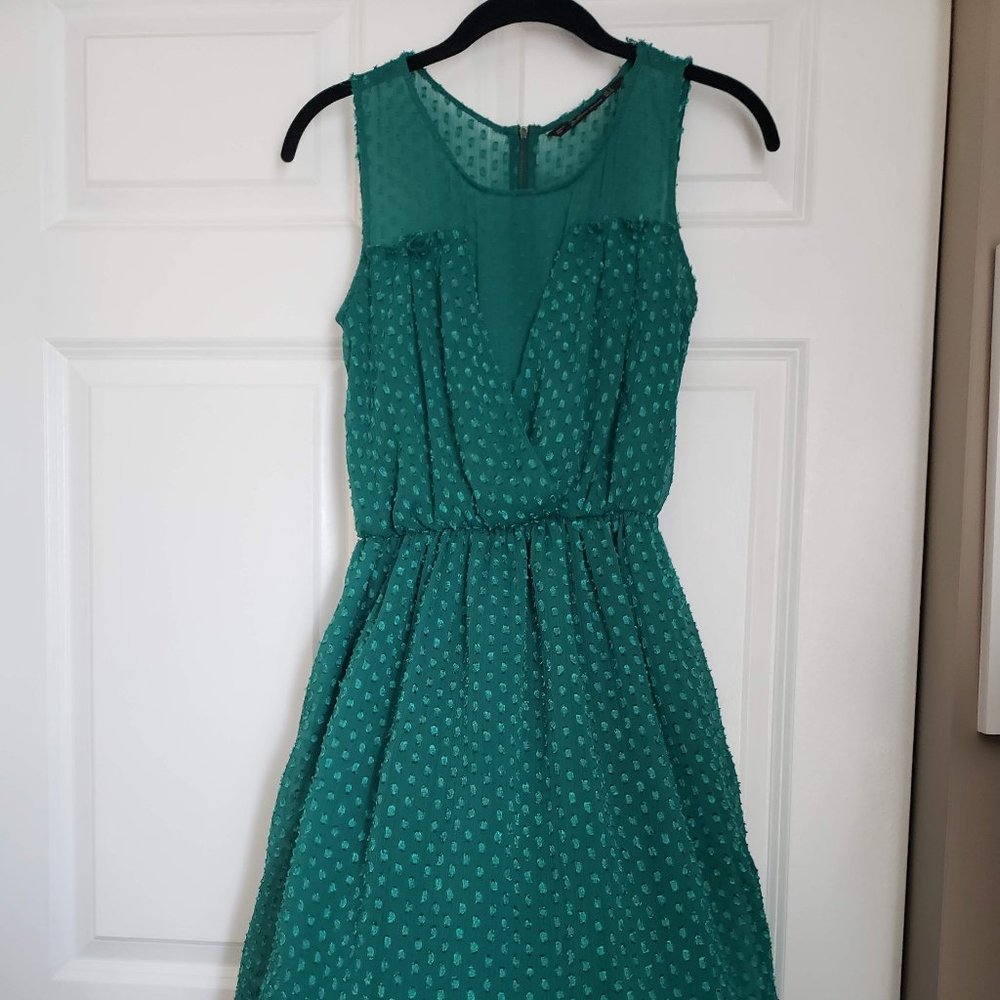 Zara Green High-Low Dress, Size S